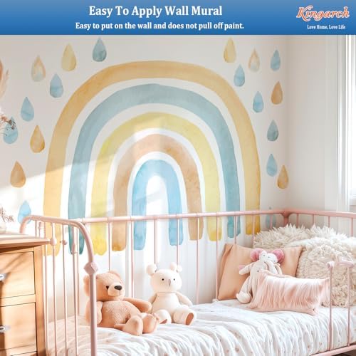 Large Watercolor Rainbow Wall Decals, Fabric Nursery Wall Decor Stickers
