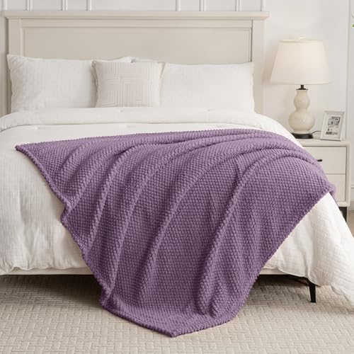 Purple 300GSM Fleece Throw Blanket for Couch Sofa Bed, 60x80 Soft Cozy Flannel Blankets, Lightweight Fuzzy Fluffy Throws for Women