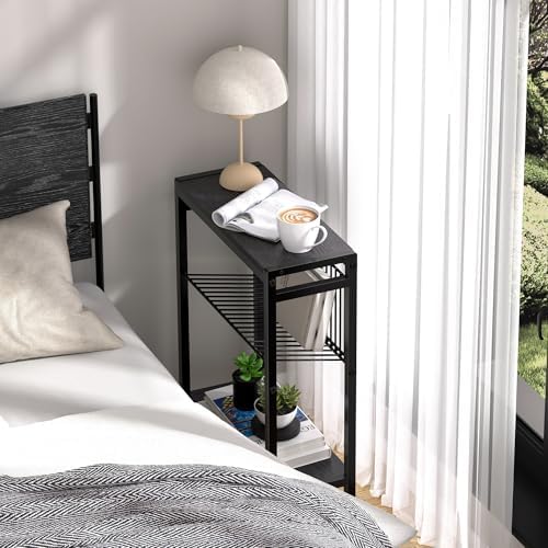 Narrow Side Table, 3-Tier End Table, Small Nightstand