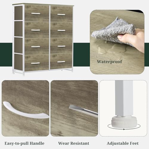 8-Drawer Dresser for Bedroom, Anti-Tip Tall Storage Organizer