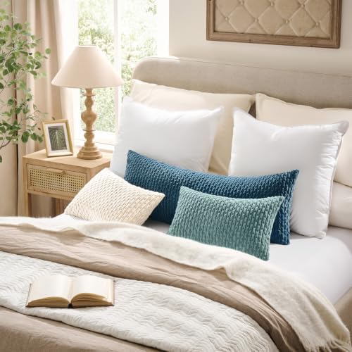 Kevin Textile Soft Corduroy 26x26 Inch Pillow Covers 2 Pack, Blue Grey