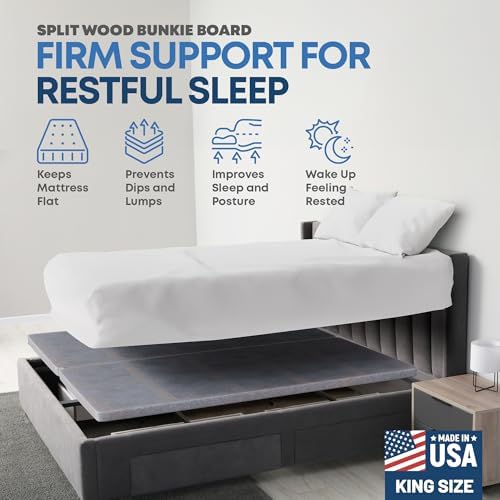 Greaton, Premium 38mm Split Wood Bunkie Board for King Size Bed - 2-Piece Under Mattress Support Board, Fully Assembled, Fabric Ventilation Cover - Replaces Wooden Slats or Box Spring for Bed Frames