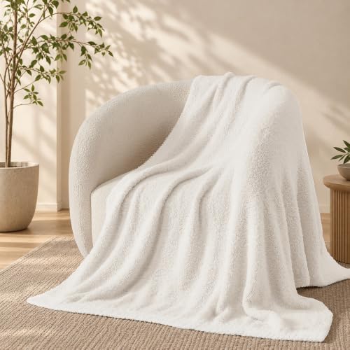 Monbix Soft Throw Blanket for Couch-Cozy Fluffy Warm Knitted Blankets