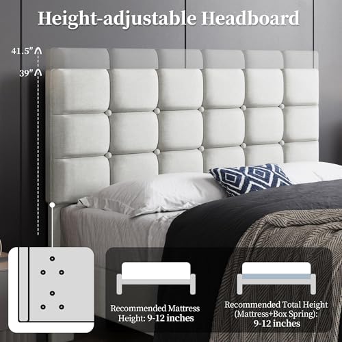Yaheetech Full Size Upholstered Tufted Bed Frame with Headboard