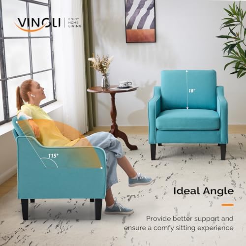 VINGLI Accent Chair, Linen Upholstered Armchair, 380 LBS, Living Room