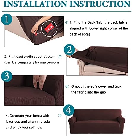 Flamingo P High Stretch Sofa Slipcover Non Slip Couch Cover for 3 Cushion Couch Washable Pet Furniture Protector Covers with Elastic Bottom, Thick Jacquard Fabric (Large, Brown)