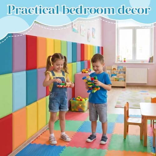 48 Pack Wall Padding Headboard 15.75" x 7.87" x 1.18" Rainbow Colors