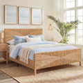 Brafab Boho Queen Rattan Bed Frame with Headboard and Footboard
