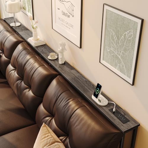 Huuger 102.4 Inch Console Table, Skinny Sofa Table with Charging Station