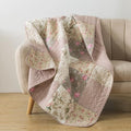 SLPR - Cotton Quilted Throw Blanket, 50" x 60" Pink Floral, Secret Garden