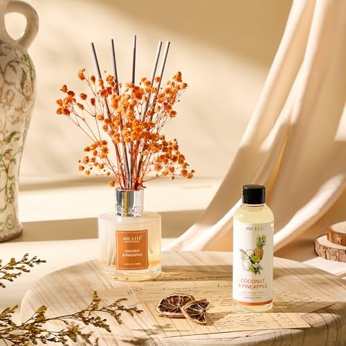 Airkeep Reed Diffuser Oil Refill/Coconut&Pineapple/3.38oz（100ml/1 Pack/Scented Oil Refill for Diffuser Home Fragrance for Bedroom, Bathroom Office Home Decor
