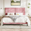 Allewie King Size Platform Bed Frame with Velvet Upholstered Headboard