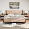 Bme Nancy Signature Bed Frame, King Bed Frame and Headboard Unique Geometric, Mid Century Modern, Solid Acacia Wood, No Box Spring Needed, 12 Strong Wood Slats Support, Easy Assembly, Dark Chocolate