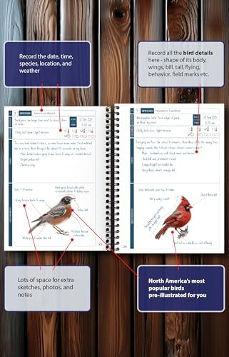 Bird Watching Journal with Life List & Checklist - Improve Your Observation Skills With This Birding Log Book With Illustrations of North America’s Most Common Birds. A Thoughtful Gift for Bird Lovers