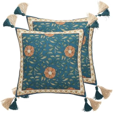 patdrea French Vintage Floral Throw Pillow Cover,18"x18",Set of 2