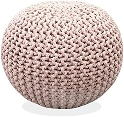 FRELISH DECOR Round Pouf Ottoman (20 Diameter x 14 Height) Cloud Pink