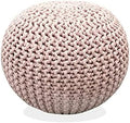 FRELISH DECOR Round Pouf Ottoman (20 Diameter x 14 Height) Cloud Pink