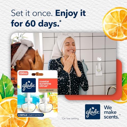 Glade PlugIns Air Freshener Refills, Coastal Sunshine Citrus, 5 Count
