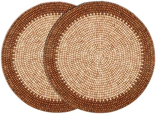 ALPHA Living HOME Woven Placemats Set of 2 Dark Brown Light Brown Mats