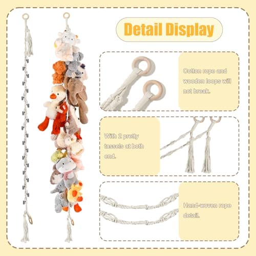 CERETIA 80" Stuffed Animal Organizer Chain, Wall Corner Storage, White