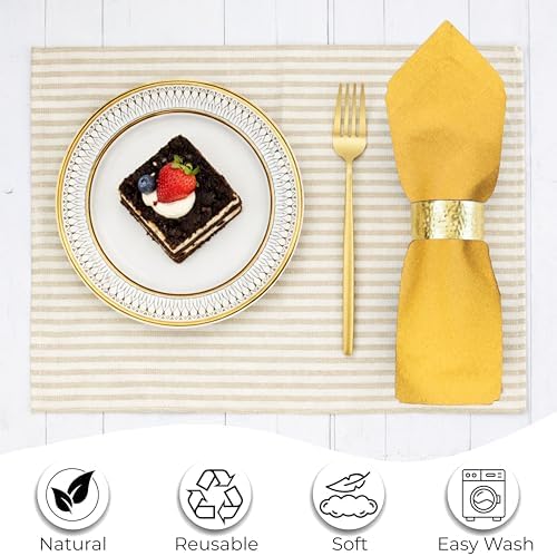 Ramanta Home Mustard Cotton Dinner Napkins Set of 12, 18x18 Inch