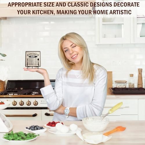 DETIHO Farmhouse Kitchen Decor, Rustic Kitchen Rules Sign Counter Decor