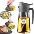 YARRAMATE 16 oz 2-in-1 Glass Olive Oil Sprayer for Cooking, Grey
