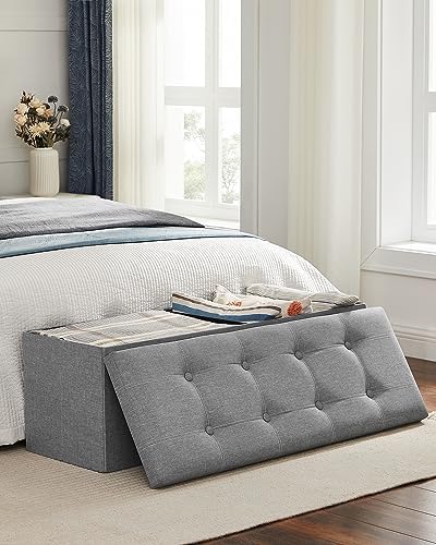SONGMICS Ottoman Storage Bench, 35 Gal. Folding Chest, Holds 660 lb