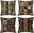 Brown Geometric Decorative Throw Pillow Covers 18x18 Inch Set of 4