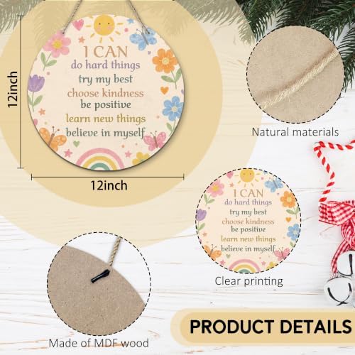 PHAMTE Inspirational Affirmations Girl Nursery Round Wreath Sign 12 Inch