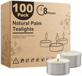Ashlux 100-Pack Unscented Palm Wax Tea Lights Candles,8 Hours Burn