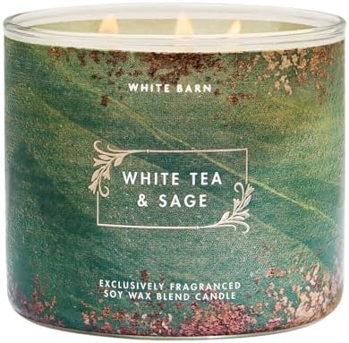 Bath & Body Works 3-Wick Candle, White Tea & Sage, Soy Wax Blend