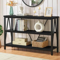 Entryway Console Table, 3 Tier Entry Table with Open Shelves, Black, 47 IN