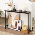 Bamboo Narrow Console Table, 39.4"(L) Wood Small Entryway Table, Accent Slim Hallway Tables, Thin Sofa Side Tables for Hallway, Living Room, Bedroom, Foyer, Black