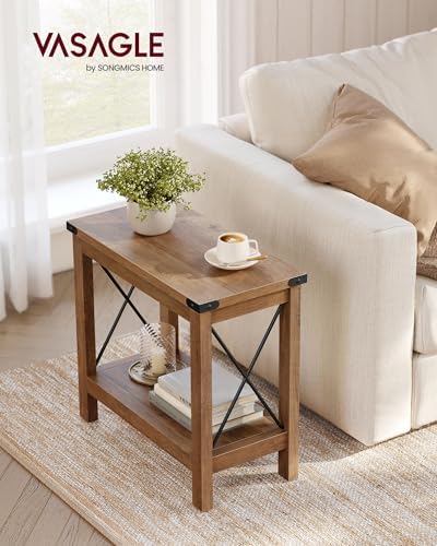 VASAGLE 2-Tier End Side Table, Small Accent Nightstand with Bottom Shelf