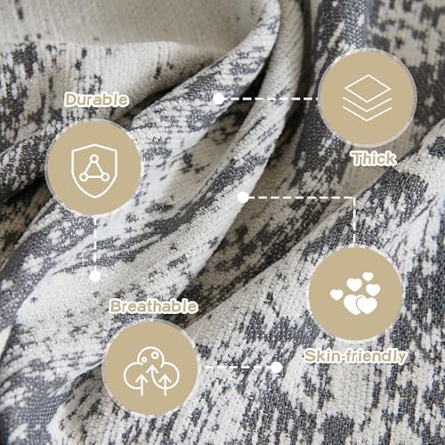 MEETSKY Couch Cover Sectional Sofa Covers Washable Chenille Geometric Abstract Couch Covers for 2 Cushion，Sofa Slipcover Multi-Use Durable Couch Throw Cover for Dogs Pets, 71" x 118", Deep Grey