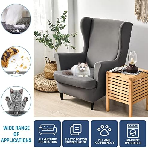 NILUOH Wingback Chair Covers 2-Piece, Armchair Slipcovers for Living Room