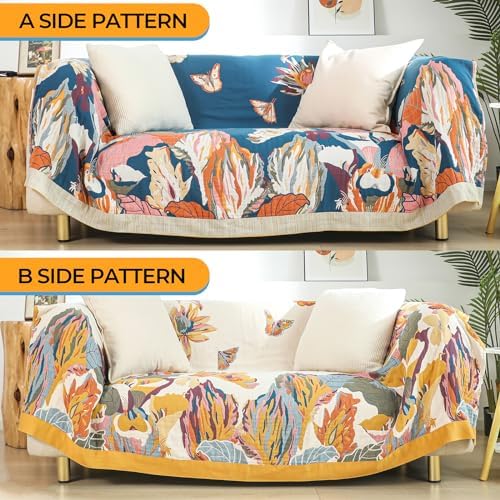 Boho Floral Large Throw Blanket for Bed Couch 60"x80"