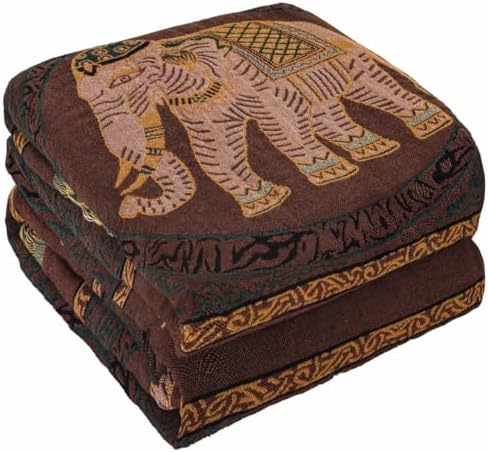 Elephant Pattern Cotton Boho Throw Blanket for Bed with Tassels 90"×98"