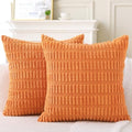 2 Pack Corduroy Decorative Throw Pillow with Inserts, 18x18 Inch Soft Boho Throw Pillow, Square Striped Throw Pillows for Couch, Bed, Sofa Decor