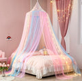 Rainbow Bed Canopy with Lights - Mosquito Netting for Twin, Single, Full, Queen & King Size Beds - Decor for Girls' Rooms