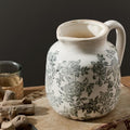 Ceramic Vintage Flower Vase, Utensil Holder, Chinoiserie Decorative Vase Decor Rustic Farmhouse Retro Floral Vases for Table Bookshelf Mantel Kitchen Living Room Office - 6.7” Gray 016