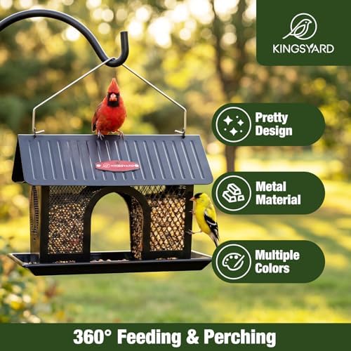 Kingsyard Wild Bird Feeder for Outdoors Hanging, All Metal