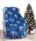 Elegant Comfort Lightweight Printed Throw Blanket- All Season, Ultra Soft, Cozy and Plush- Decorative Throw Blankets, Perfect for Lounging, 50 x 60 inches, Blue SantaSnowman, Throw Blanket