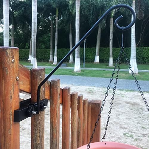 Deck Hook Rail Suitable for Hanging Flower Baskets Wind Chimes Planters Bird Feeders Lights, Heavy Duty Pole Long 16.5 inches Holds up to 15lbs with Ease（2pcs）