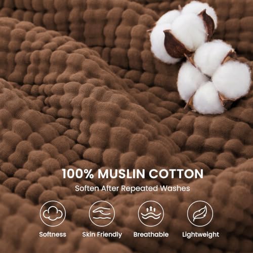 Love's cabin 100% Cotton Muslin Blanket King Size for Bed, Brown