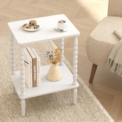 TUTOTAK Small End Table with Solid Wood Legs, Side Table Set of 2