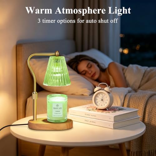 seenlast Green Candle Warmer Lamp with Timer Dimmer Adjustable Height,Birthday Gifts for WomenElectric Wax Warmer Vintage Home Decor for Scented Jar Candles
