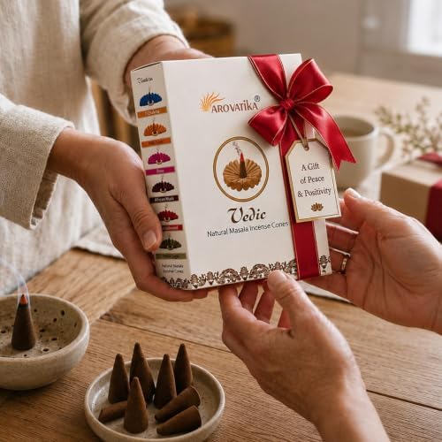 ARO VATIKA Vedic Palo Santo Natural Incense Cones Pack of 120, 12 Premium Boxes Non-Toxic Dhoop Cones for Meditation, Yoga, Spiritual Healing, Relaxation & Home Fragrance, Burn Time- 25 Mins