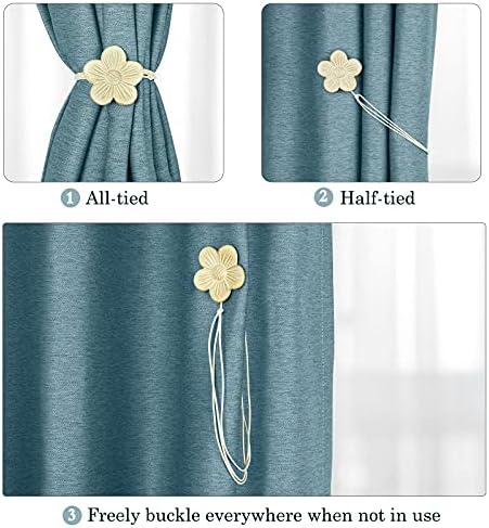 Lewondr Magnetic Curtain Tiebacks, Vintage Curtain Holdbacks, Light Gold
